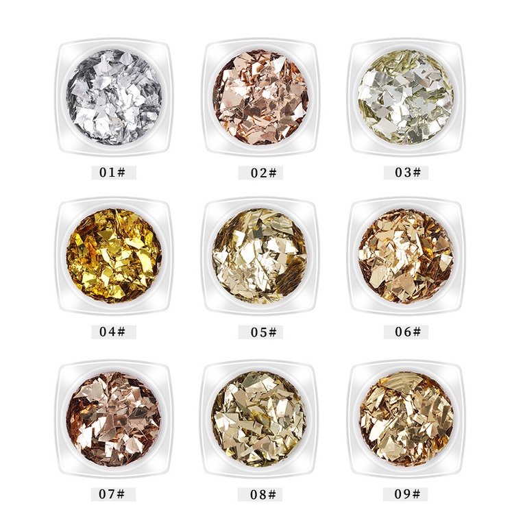 MSY Nail foil korean BROKEN glass gold silver hiasan nailart japan nails foil transfer foil glass kutek gel