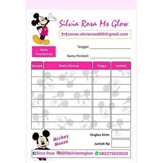 

(ISI 100 PCS) NOTA MICKEY MOUSE