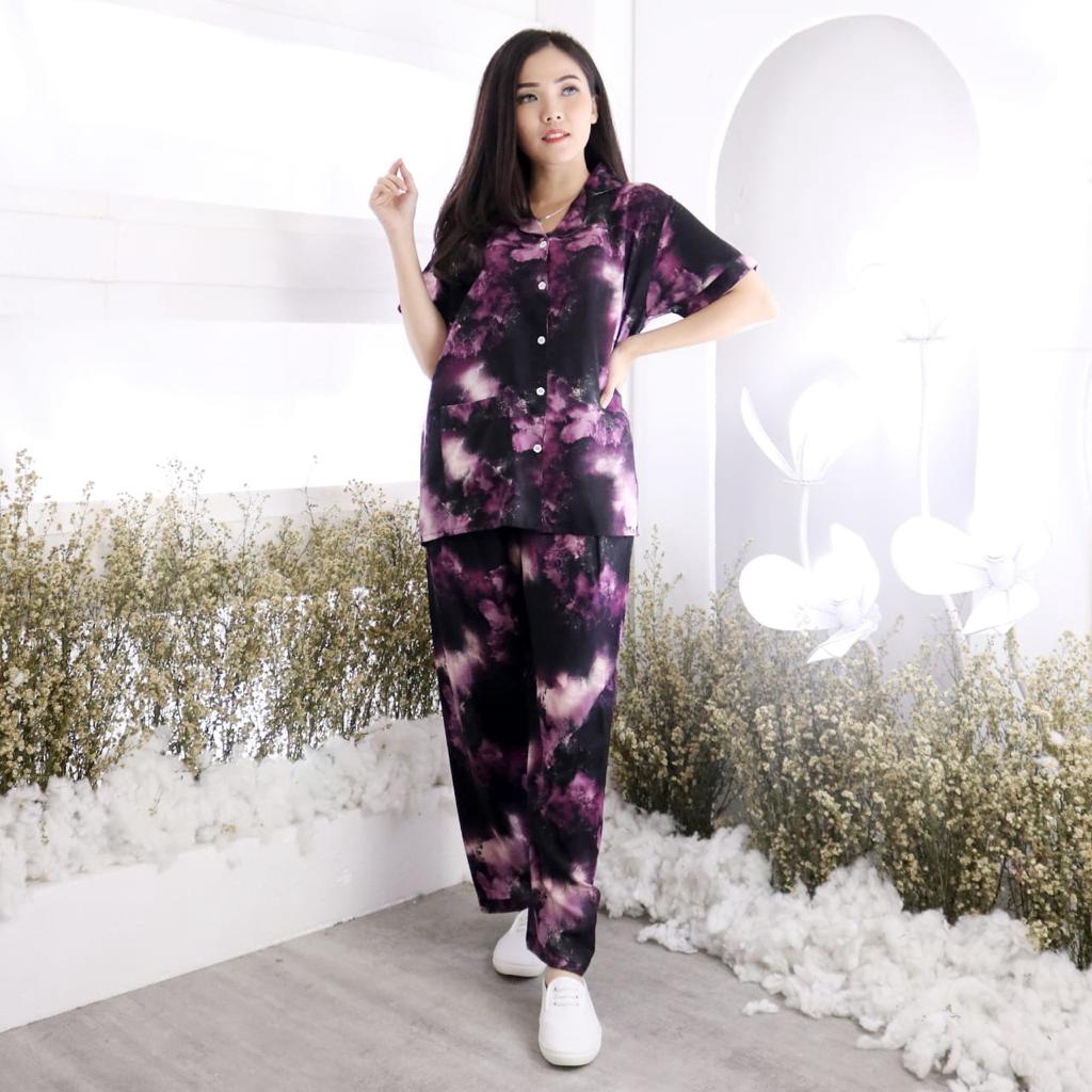 Piyama Tie Dye Piyama CP HP Mona Bahan Rayon Size XL &amp; XXL