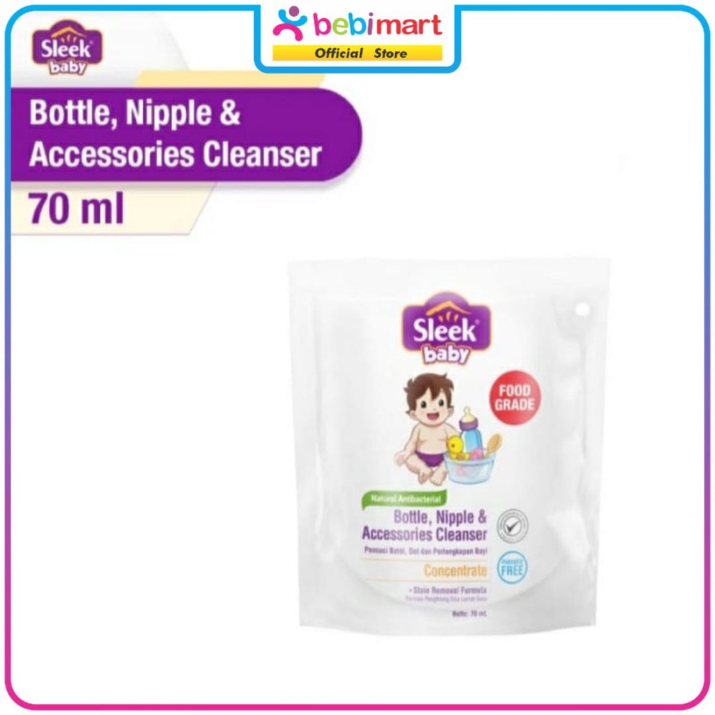 SLEEK BOTTLE, NIPPLE, AND ACCESSORIES CLEANSER REFILL 70ML / SLEEK SABUN CUCI BOTOL / SABUN CUCI BOT
