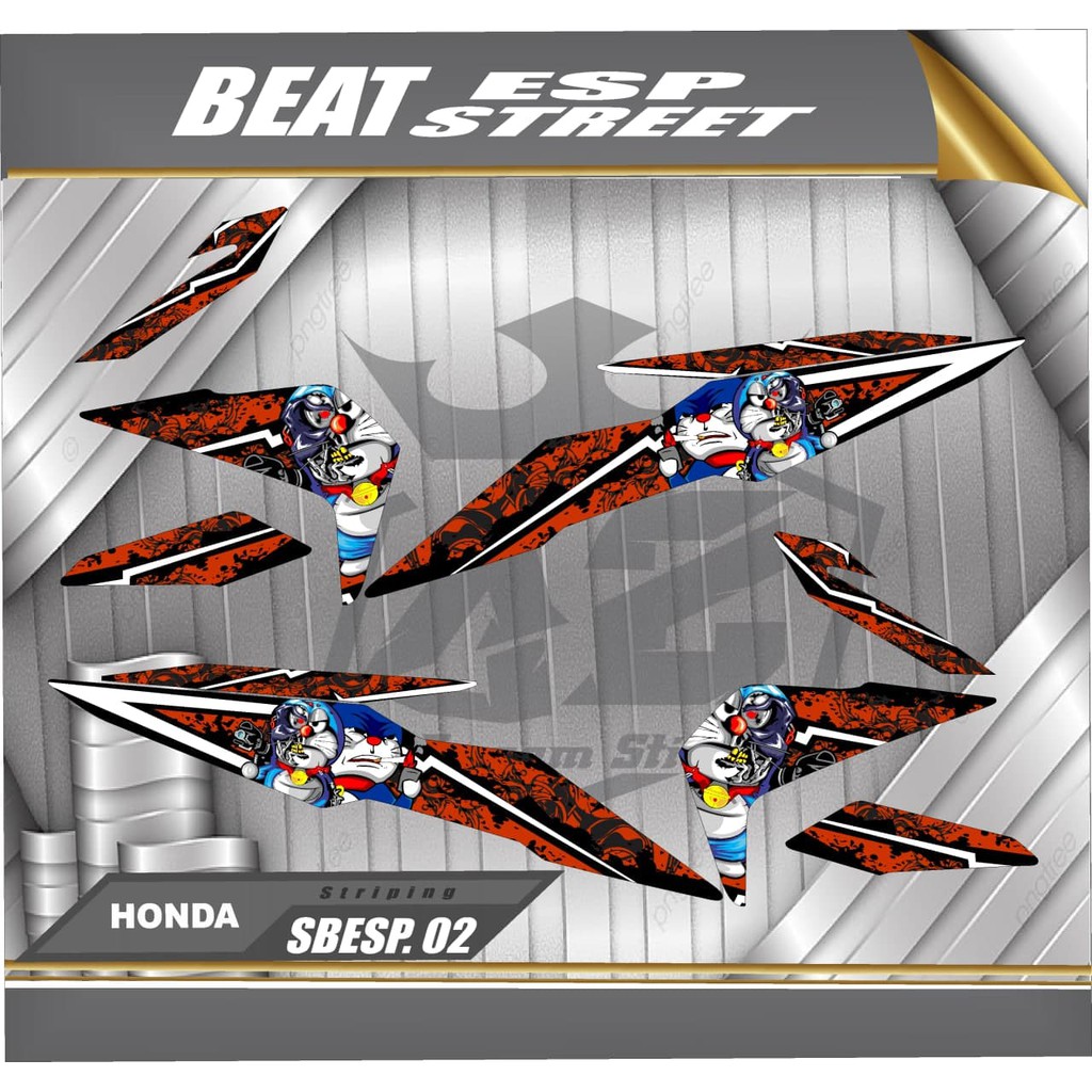 Striping Variasi Motor Beat Street / Beat Fi Esp / Beat Iss / Beat Fi New - Stiker Variasi Doraemon