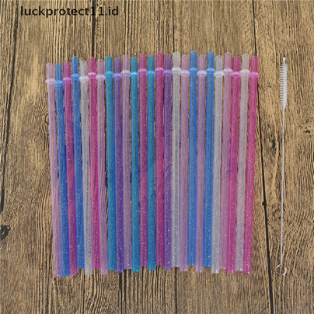 //HG&amp;ID// 25Pcs Reusable Colorful Hard Plastic Stripe Drinking Straw Clean Wedding Party .