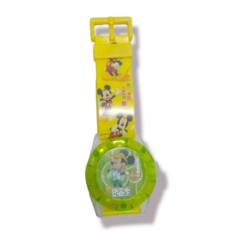 (Grosir)Jam Tangan Anak&quot; Laser Micky Mouse Led Musik Strap Rubber(Terim Cod Terlaris)