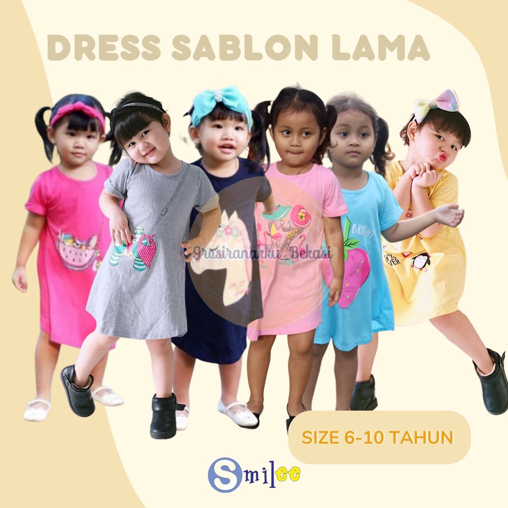 Daster Anak Smile Sablon Junior Mix Motif Size 6-10Tahun