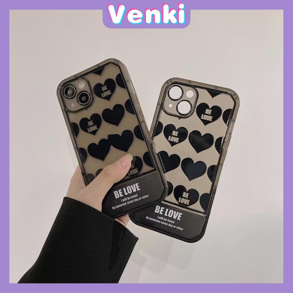 iPhone Case Silicone Soft Case Clear Case Folding Stand Shockproof Protection Camera Black Heart Simple Compatible For iPhone 11 iPhone 13 Pro Max iPhone 12 Pro Max iPhone 7Plus xr