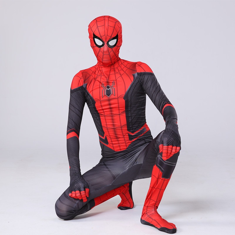 Kostum Spiderman Merah Hitam Baju Cosplay Superhero Anak Dan Dewasa + Topeng