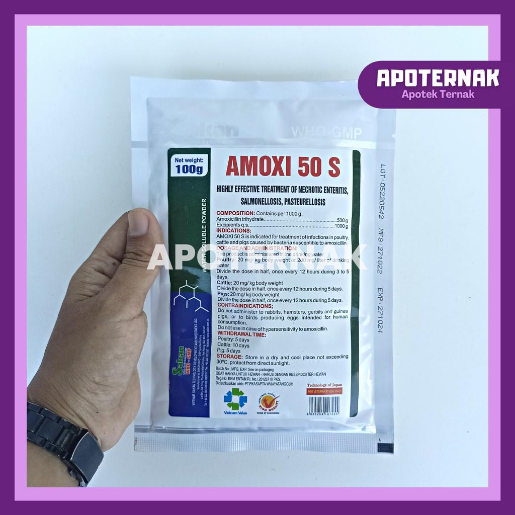 AMOXI 50 S 100 gr | Obat Infeksi Pencernaan Ayam Sapi Babi Ampuh | Like Amoxitin