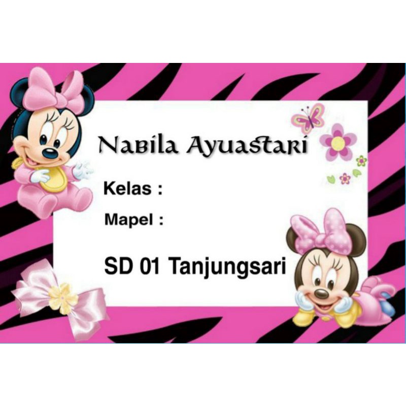 

(ISI 50 PCS) LABEL BUKU SEKOLAH ANAK MINIE MOUSE