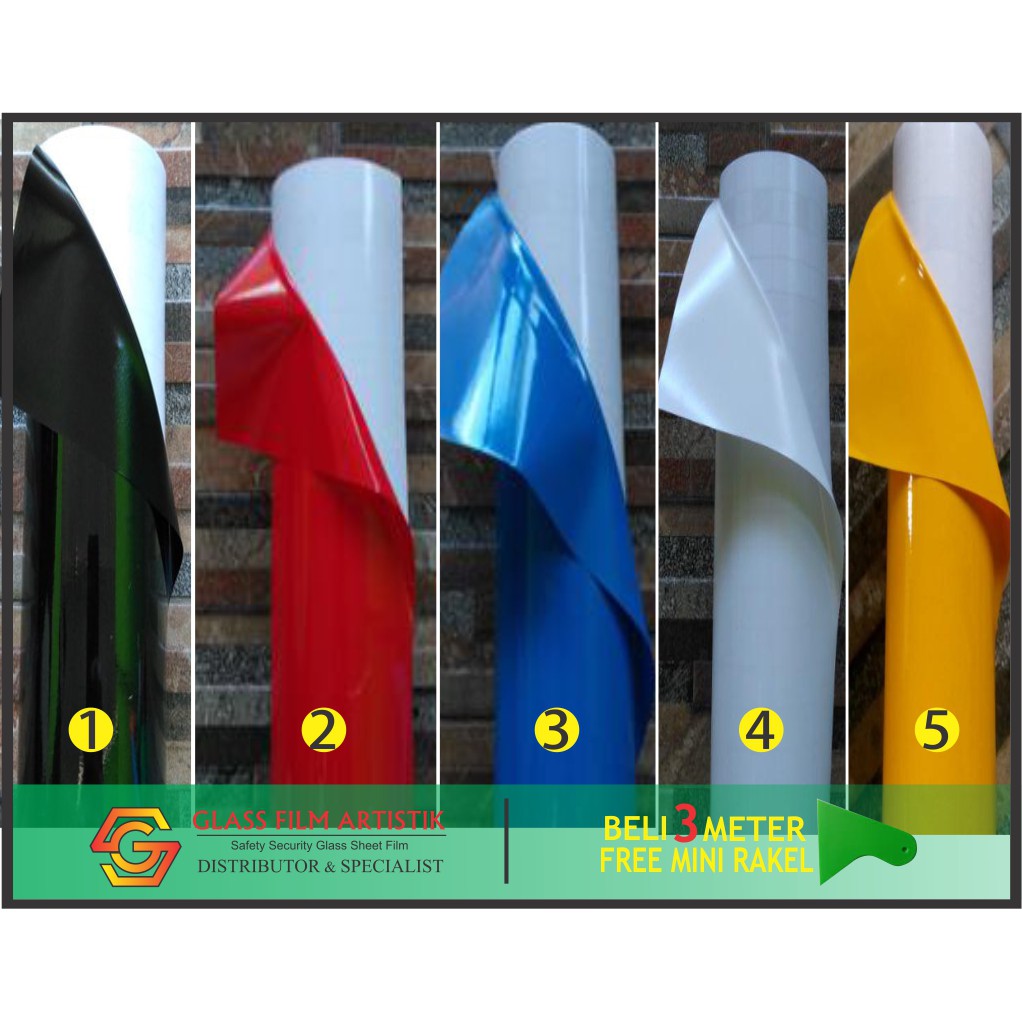 

stiker kaca putih polos/stiker warna/ aquarium