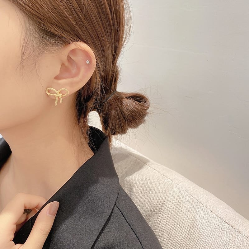 YSM ANTING TUSUK ALA KOREA 1202 ANTING WANITA KOREAN FASHION PANJANG PITA PERSEGI BUNGA EARRING MURAH IMPORT-6
