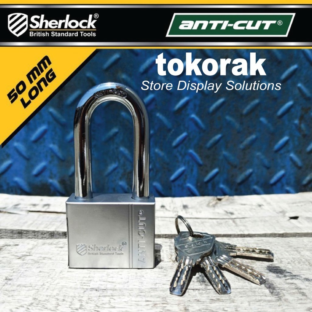 GEMBOK RUMAH - TOKO - PAGAR SHERLOCK ANTI CUT 50 MM PANJANG COMP KEY