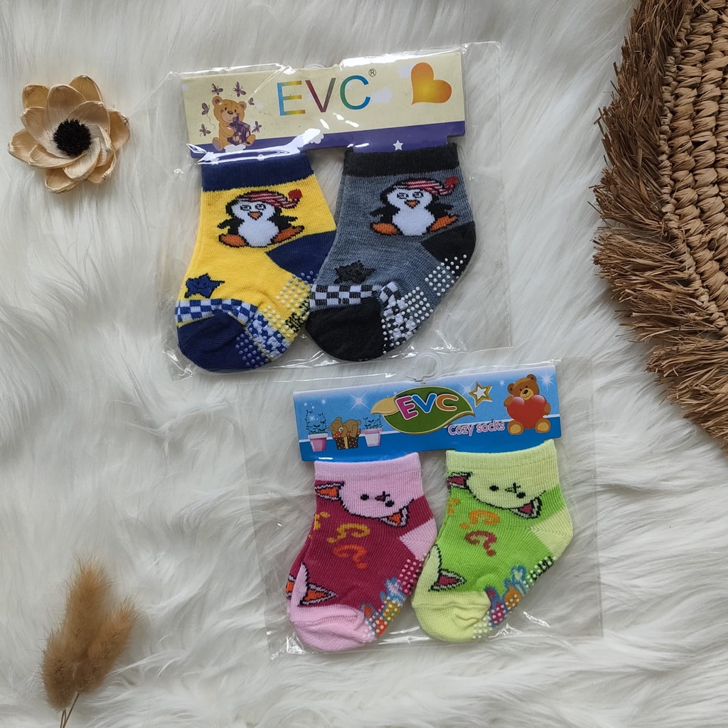 kaos kaki bayi anti slip isi 2 pasang boy / girl