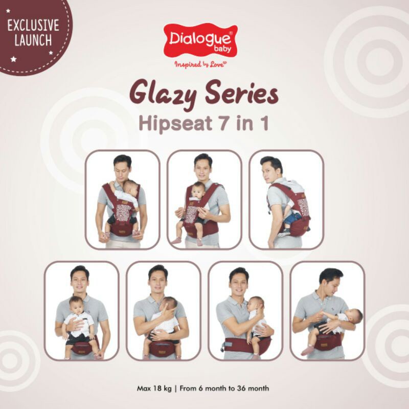 Gendongan Baby Hipseat Dialogue 7 in 1 Leon Glazy Series Gendongan Depan Bayi