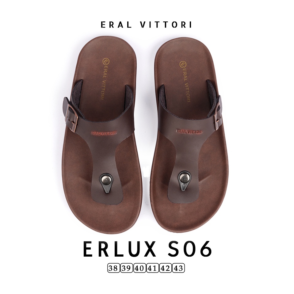 Eral Vittori - Erlux S06 Sandal Pria Kulit Harian Santai Coklat