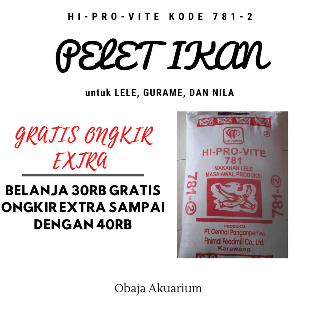 Pelet, Pakan, dan Makanan Ikan Lele, Gurame, dan Nila Murah 1 SAK 781-2