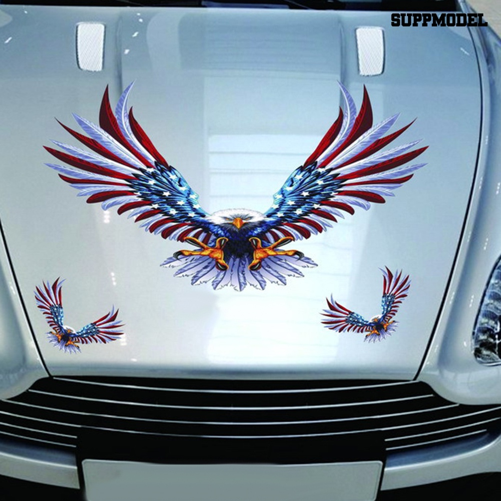 Car 4Pcs / Set Stiker Reflektif Motif Bendera USA / Elang Terbang Untuk Dekorasi Mobil / Truk