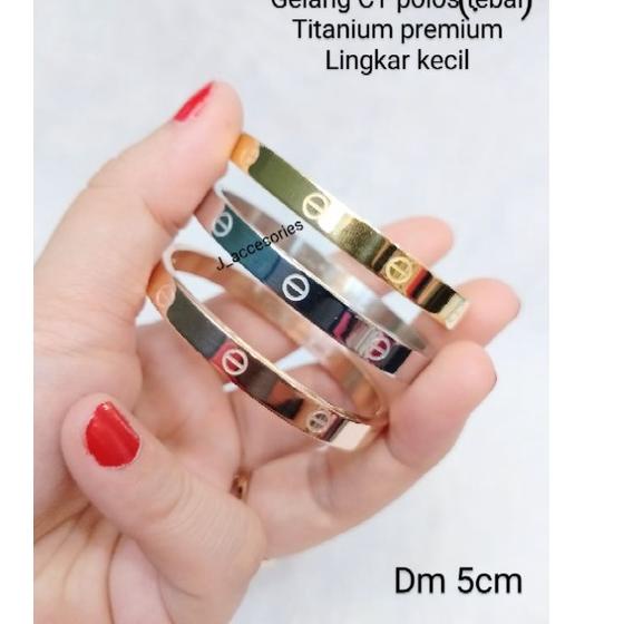 Buruan Cek (lingkar kecil)gelang polos&amp;permata titanium &quot;premium&quot; asli (tebal) dm 5cm