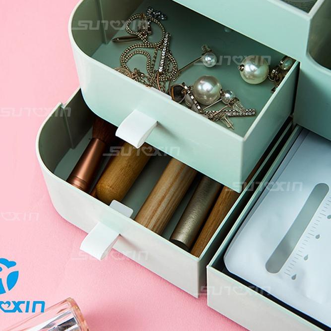 ➵ Sunxin - Rak Kosmetik Multifungsi / Rak Kosmetik Susun / Rak Kosmetik 3 Laci ♀