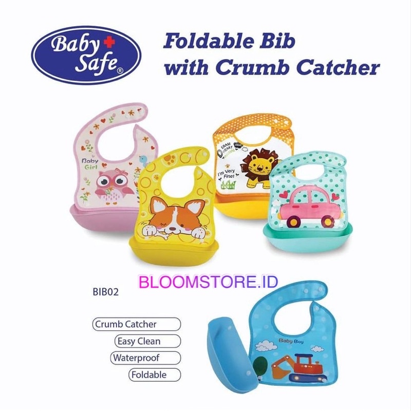 BABY SAFE Foldable Baby Bib Celemek Tatakan Makan Bayi Anak Lipat Penadah Makanan Crumb Catcher BabySafe Promo Murah Termurah BIB02 02