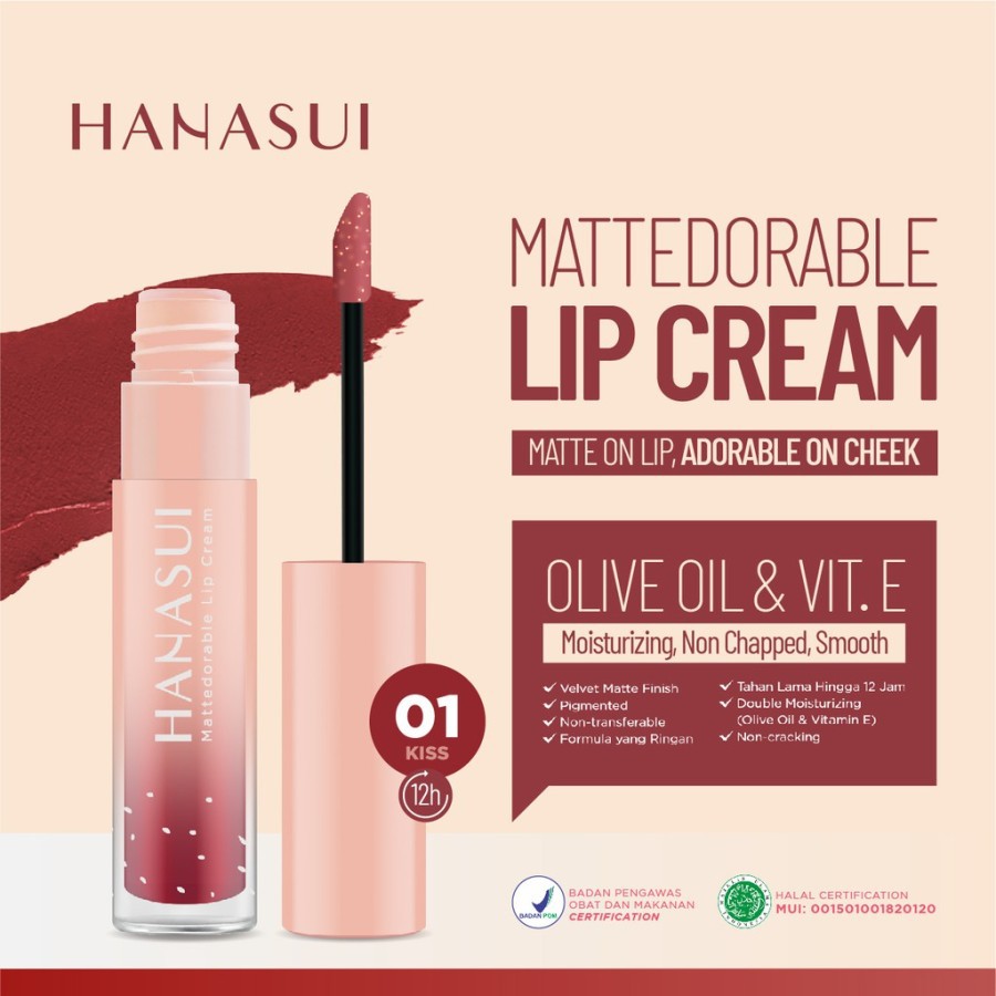 LT- [60GR] HANASUI BPOM LIP CREAM MATTEDORABLE (dual function lip dan blush on )