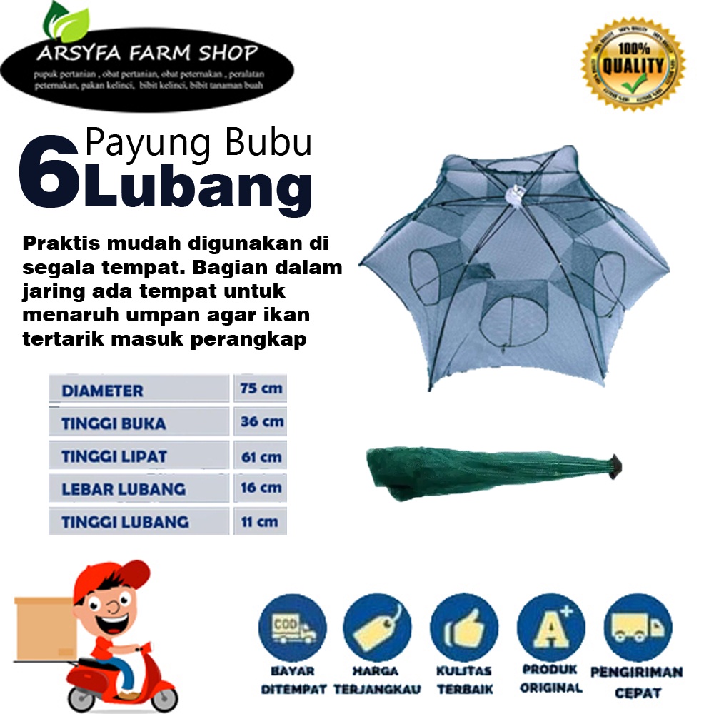 Payung bubu jaring lubang 6 perangkap ikan