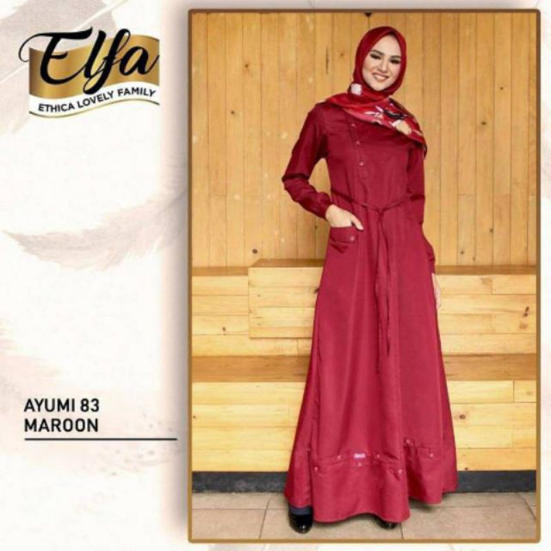 Ayumi 83 Maroon Ethica / gamis maroon / dress maroon premium