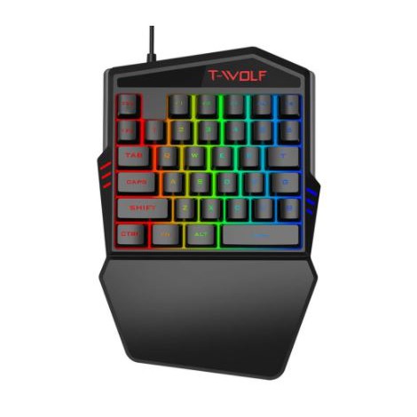 Keyboard gaming T-wolf wired usb 2.0 membrane single one hand 35 key rgb t-19 - Twolf t19