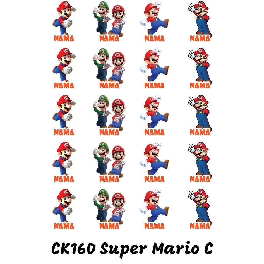 

Sticker Nama Cutting Label Waterproof Tahan Air Super Mario C (CK160)