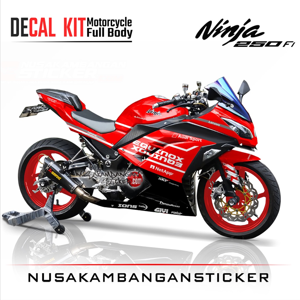 Stiker Decal Motor Kawasaki Ninja 250 fi Full Body Equinox Merah Grafis Racing Team Sticker Variasi 
