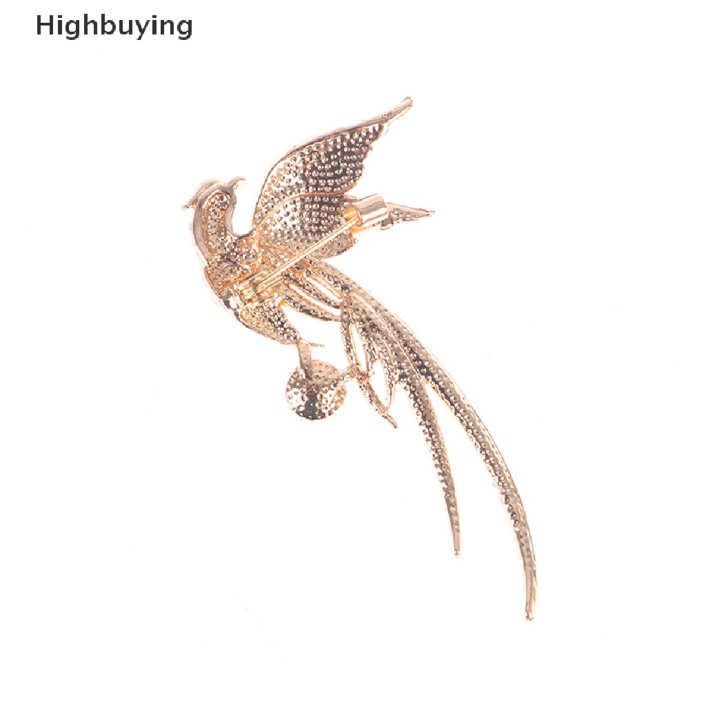 Hbid Bros Pin Enamel Burung Phoenix Terbang Hias Kristal Aksesoris Wanita Untuk Pesta / Kantor