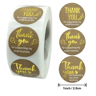 500pcs Stiker Kertas Kraft Tulisan Thank You Warna Emas 500pcs Stiker Kertas Kraft Tulisan Thank You Warna Emas