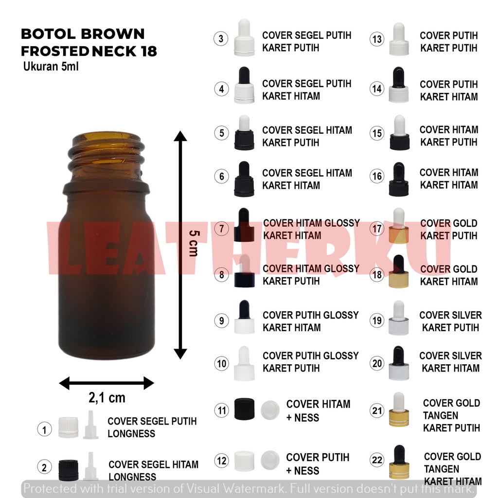 Botol Kaca Pipet Import 5 ML Brown Frosted