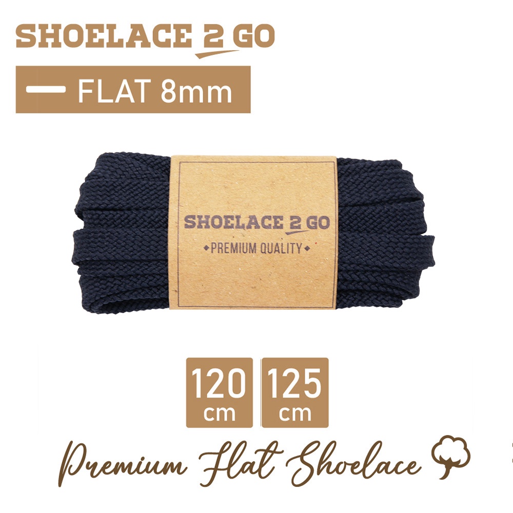 SHOELACE 2 GO PREMIUM TALI SEPATU GEPENG PIPIH FLAT J10 - DEEP NAVY - 120CM 125CM