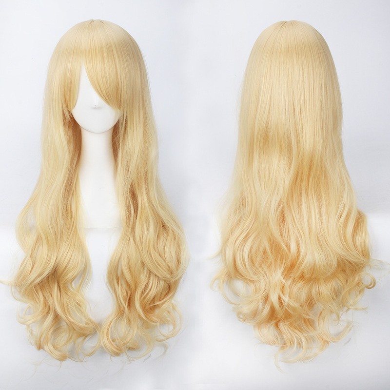 K027 wig base wavy 80 cm curly wanita cosplay rambut palsu daily lolita