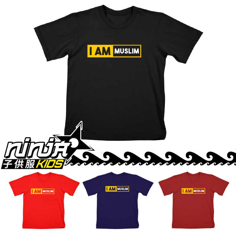 Kaos Anak Laki Laki I am Muslim Umur 3 - 12 Tahun Ninja Kids
