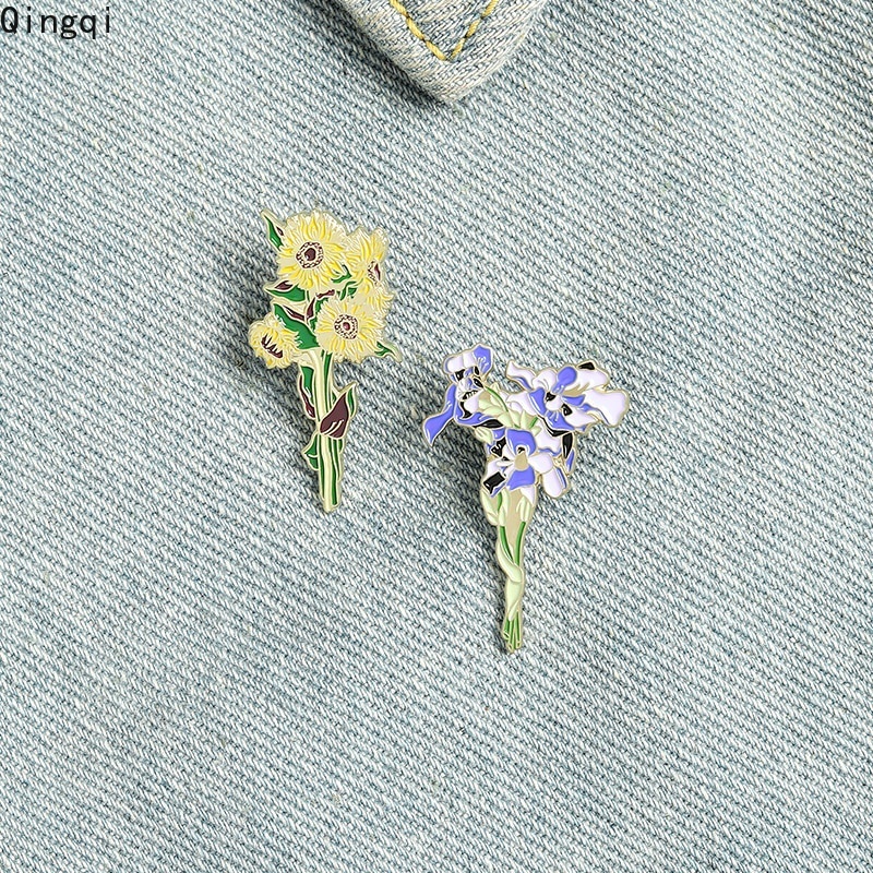 Bros Pin Enamel Bentuk Bunga Matahari Iris Untuk Hadiah