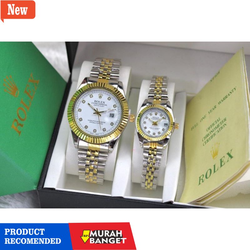 Jam tangan couple terbaik- (BEST SELLER) JAM TANGAN COUPLE ROLEX 1636 DATEJUST FREE BOX ORI & BATERA