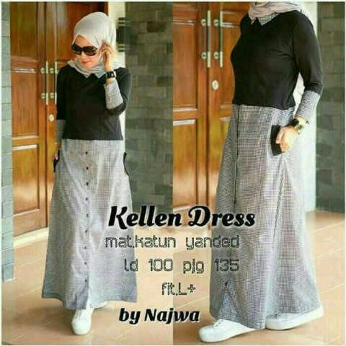 Kellen Dress / gamis hitam / dress hitam / hijab model baru murah