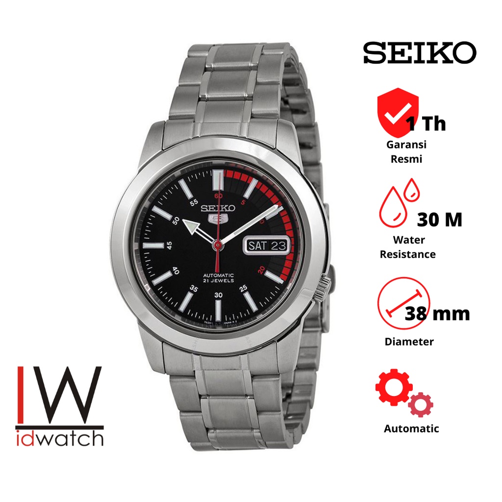 Seiko 5 SNKK31K1 Automatic Jam Tangan Pria Original SNKK31 Cowok Strap Rantai Stainless Steel