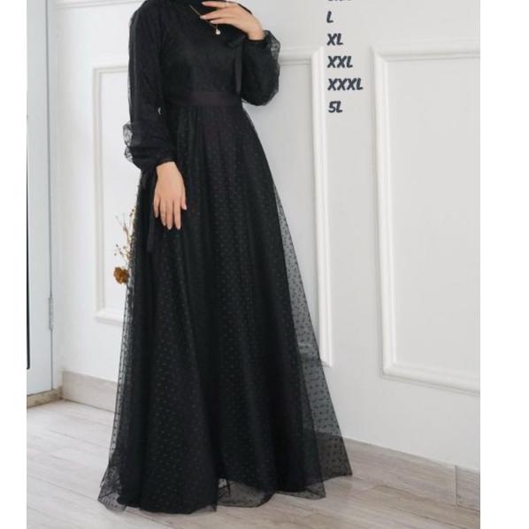 Paling Dicari.. GAMIS BRUKAT TILE DOT JUMBO DRESS TERBARU PESTA UK L XL XXL 3L 5L UP TO LD 140 OSANA