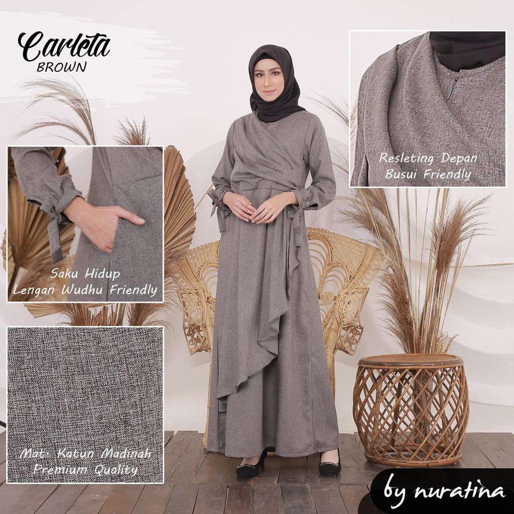 GAMIS MENYUSUI Carleta Brown coklat Maxi Dress Pesta ...