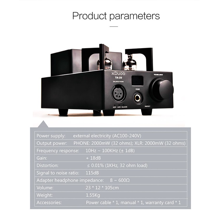 XDUOO TA-20 HIFI High Performance Balanced Classical 12Au7 Tube  stereo audio headphone Amplifier with XLR AUX