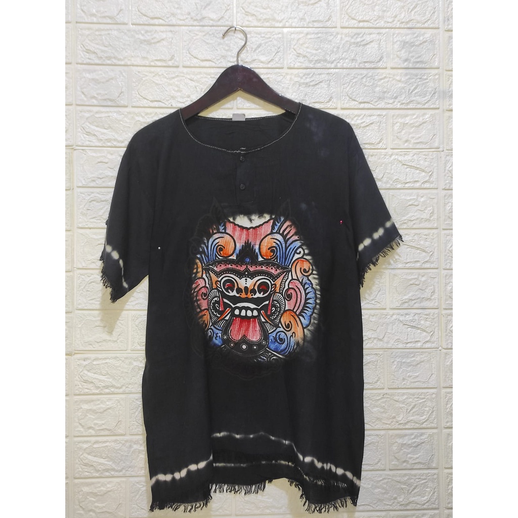 New Baju Barong Bali Pria dan Wanita Abstrak Hitam |Baju Bali| Baju Pantai-Baju T Shirt Baju Barong 