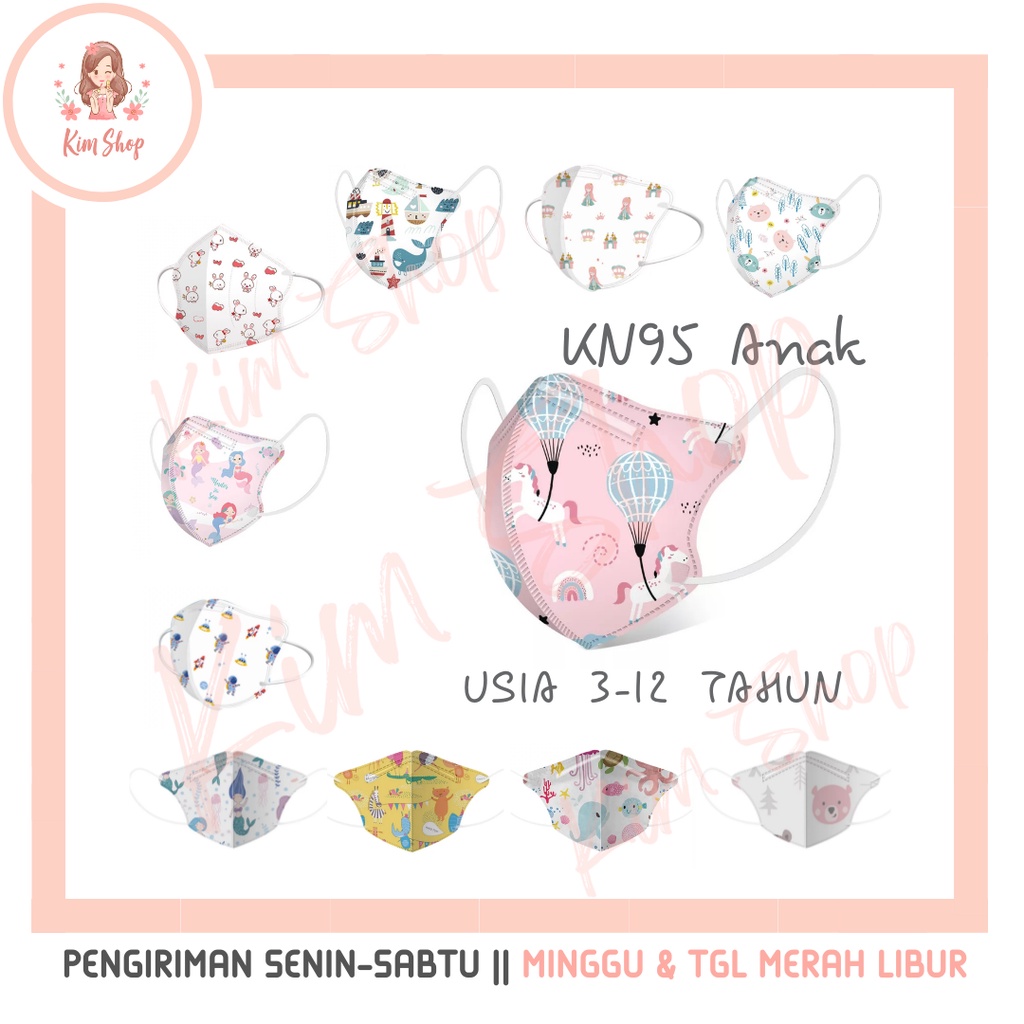 KIM SHOP - KN95 FFP2 Masker Anak Printing Karakter Duckbill KN 95 Premium Disposable Child Mask Kid