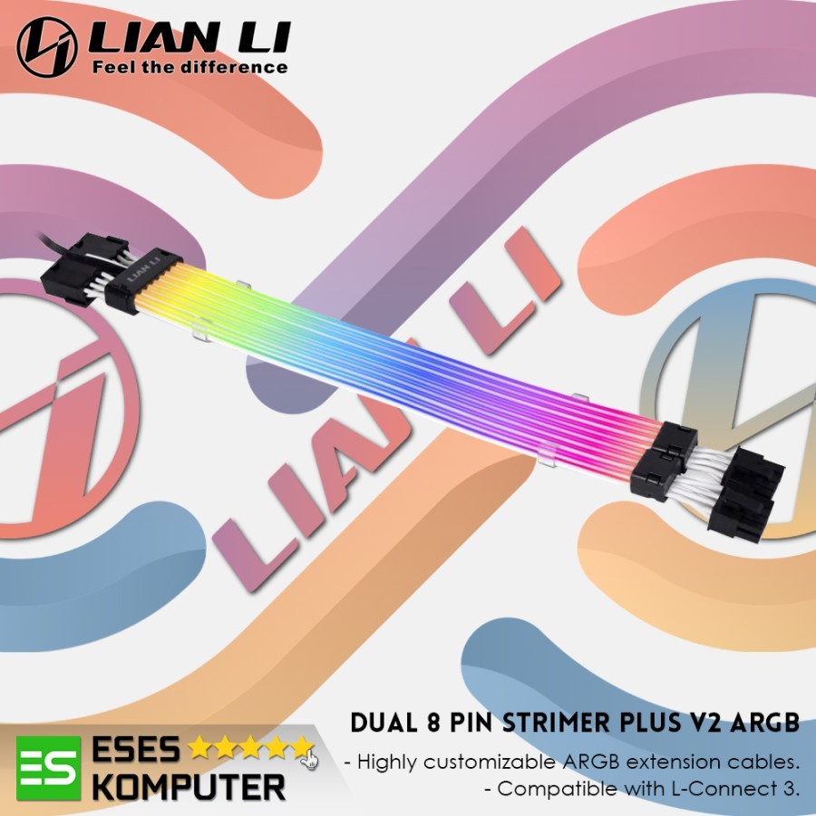 PSU Extension LIAN LI STRIMER PLUS V2 ARGB TRIPLE 8 PIN PSU CABLE RTX