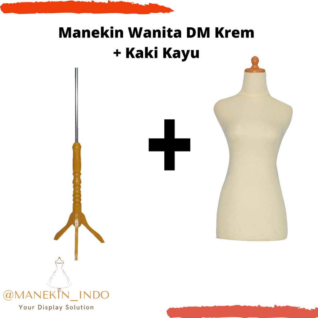 MANEKIN WANITA DEWASA KAIN DM KREM + TIANG KAYU|MANEKIN WANITA| MANEKIN MURAH|MANEKIN BAJU|