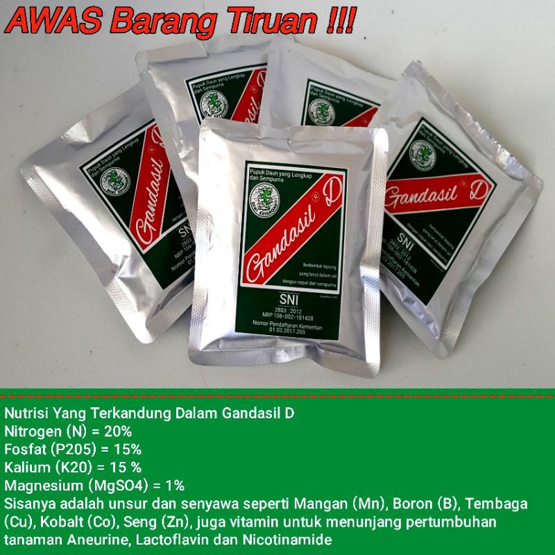 Jual Pupuk Daun Gandasil D| Nitrogen 20%| Fosfor 15%| Kalium 15% Pupuk ...