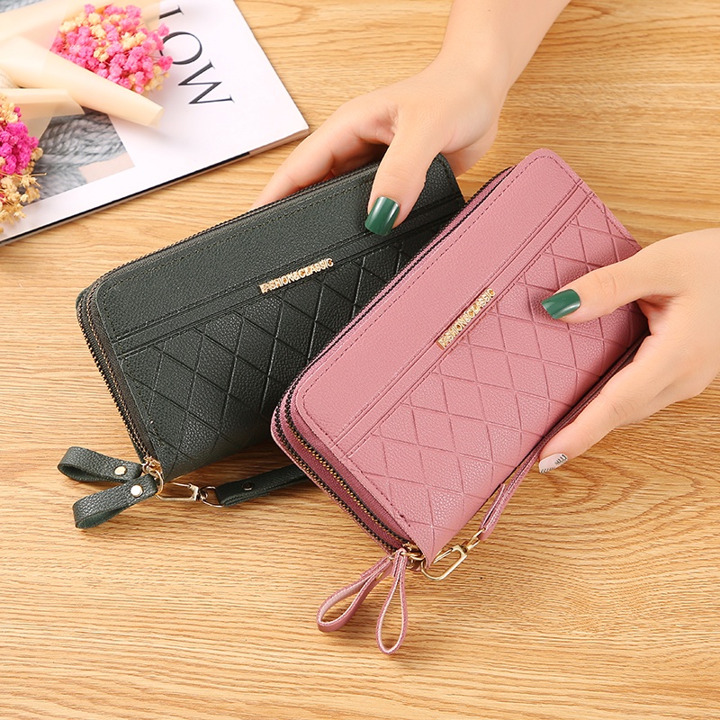 Dompet Panjang Wanita Zipper Fashion Women Wallet Style Classic Dompet Clutch 2 Resleting Kulit PU Azgalery D55