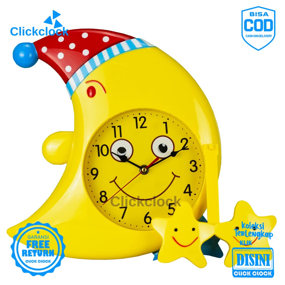 Jam Dinding Pendulum Anak Anak Bulan G15801 Besar Hiasan Dinding Unik