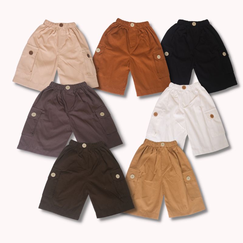 CARGO PANTS - Promo 10.10 Celana Cargo Anak Premium Stretch Melar Pendek Kids Cowok Cewek Lucu Murah 1-4 Tahun